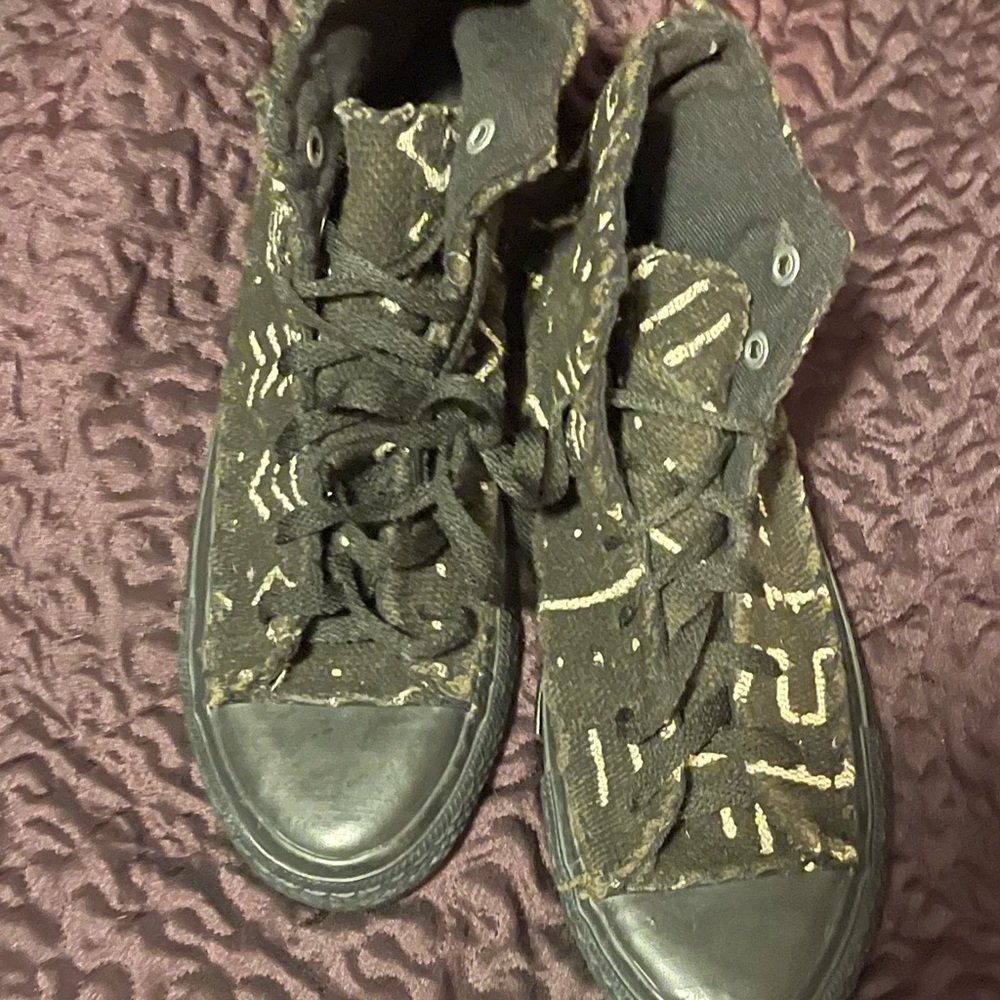Hand stitched mud cloth converse sneaker